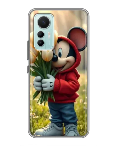 Чехол для Xiaomi Mi 12 Lite с картинкой «Микки с тюльпанами»