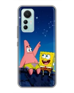 Чехол для Xiaomi Mi 12 Lite с картинкой «Губка Боб и Патрик ночью»