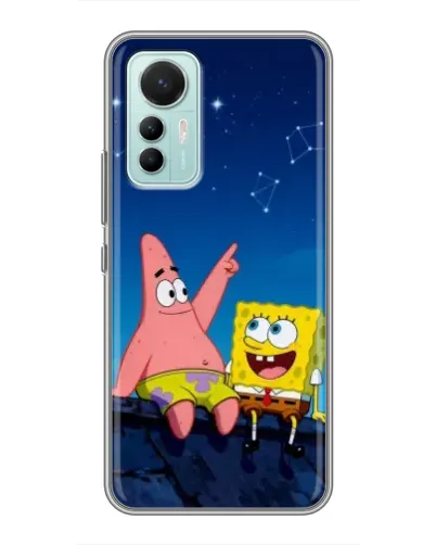 Чехол для Xiaomi Mi 12 Lite с картинкой «Губка Боб и Патрик ночью»