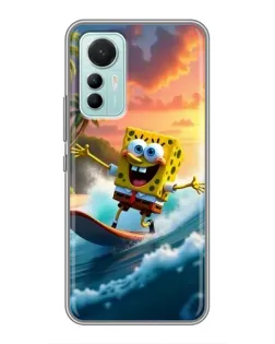 Чехол для Xiaomi Mi 12 Lite с картинкой «Губка Боб серфингист»