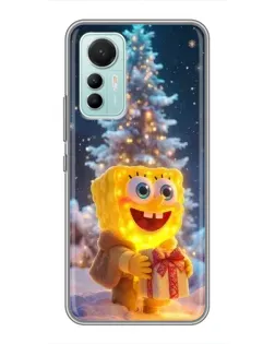 Чехол для Xiaomi Mi 12 Lite с картинкой «Рождественский Спанч Боб»