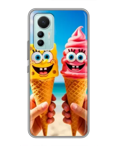 Чехол для Xiaomi Mi 12 Lite с картинкой «Спанч Боб мороженое»