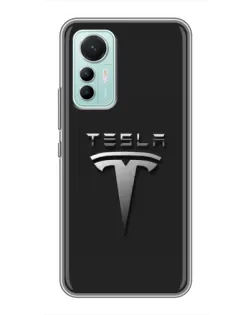 Чехол для Xiaomi Mi 12 Lite с картинкой «Стальной логотип Tesla» Чехол для Xiaomi Mi 12 Lite с картинкой «Стальной логотип Tesla»