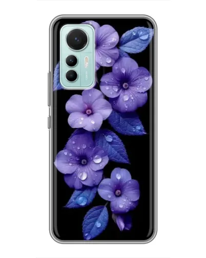 Чехол для Xiaomi Mi 12 Lite с картинкой «Фиолетовые цветы с росою»