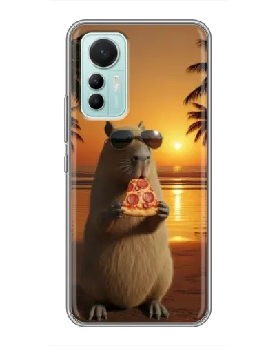 Чехол для Xiaomi Mi 12 Lite с картинкой «Капибара с пиццей»