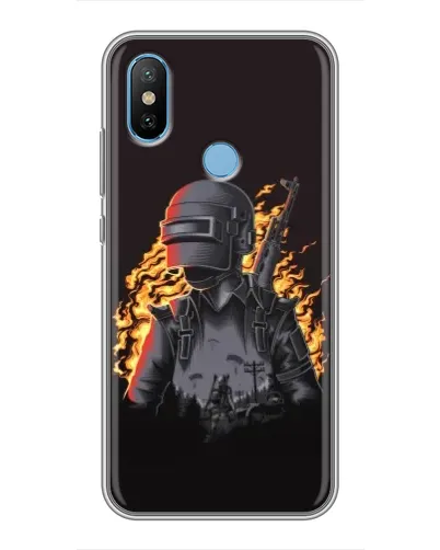 Чехол для Xiaomi Mi6X с картинкой «PUBG — огненный силуэт»