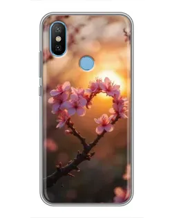 Чехол для Xiaomi Mi6X с картинкой «Розовый цвет сердце на фоне заката» Чехол для Xiaomi Mi6X с картинкой «Розовый цвет сердце на фоне заката»