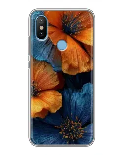 Чехол для Xiaomi Mi6X с картинкой «Яркая сине-оранжевая флора» Чехол для Xiaomi Mi6X с картинкой «Яркая сине-оранжевая флора»