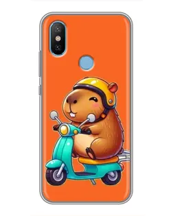 Чехол для Xiaomi Mi6X с картинкой «Капибара на скутере»