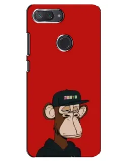 Чехол для Xiaomi Mi 8 Lite с картинкой «Bored Ape — красный фон» Чехол для Xiaomi Mi 8 Lite с картинкой «Bored Ape — красный фон»