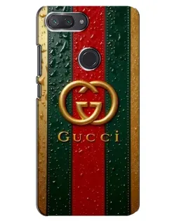 Чехол для Xiaomi Mi 8 Lite с картинкой «Gucci — фирменная полоса и золото»