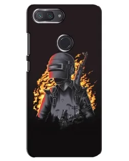 Чехол для Xiaomi Mi 8 Lite с картинкой «PUBG — огненный силуэт»
