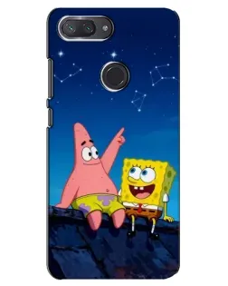 Чехол для Xiaomi Mi 8 Lite с картинкой «Губка Боб и Патрик ночью»