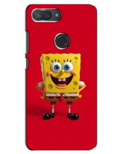 Чехол для Xiaomi Mi 8 Lite с картинкой «Спанч Боб на красном»
