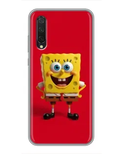Чехол для Xiaomi Mi 9 Lite с картинкой «Спанч Боб на красном»