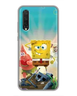 Чехол для Xiaomi Mi 9 Lite с картинкой «Спанч Боб победитель»