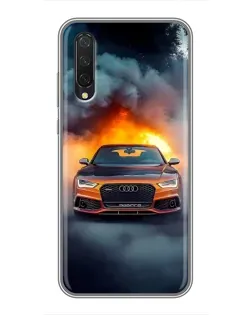Чехол для Xiaomi Mi 9 Lite с картинкой «Audi в огненном дыму»
