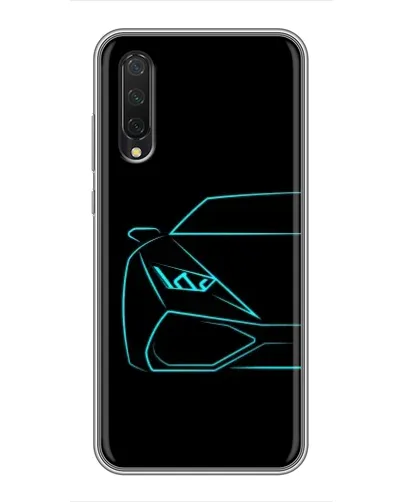 Чехол для Xiaomi Mi 9 Lite с картинкой «Голубой силуэт Lamborghini»