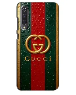 Чехол для Xiaomi Mi 9 SE с картинкой «Gucci — фирменная полоса и золото»