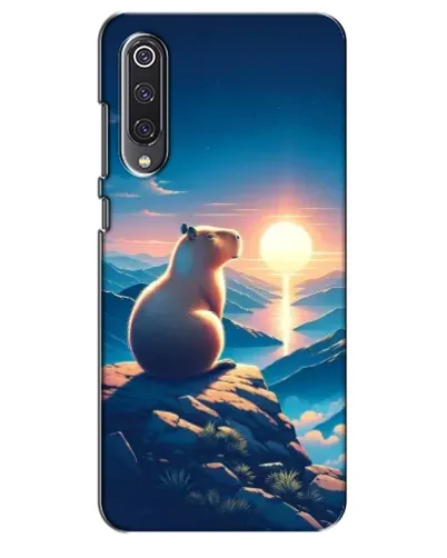 Чехол для Xiaomi Mi 9 SE с картинкой «Закат солнца с капибарой»