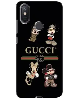 Чехол для Xiaomi Mi A2 Lite с картинкой «Gucci — герои Disney и монограмма»