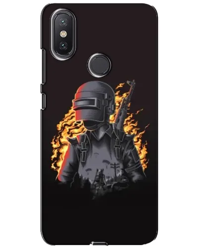 Чехол для Xiaomi Mi A2 Lite с картинкой «PUBG — огненный силуэт»