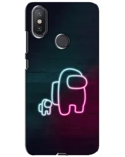Чехол для Xiaomi Mi A2 Lite с картинкой «Among Us неон-арт»