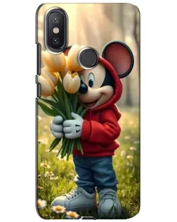 Чехол для Xiaomi Mi A2 Lite с картинкой «Микки с тюльпанами»