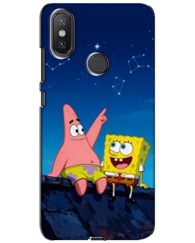 Чехол для Xiaomi Mi A2 Lite с картинкой «Губка Боб и Патрик ночью»