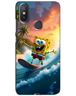Чехол для Xiaomi Mi A2 Lite с картинкой «Губка Боб серфингист»
