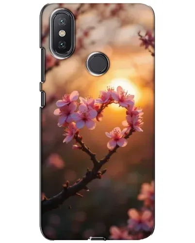 Чехол для Xiaomi Mi A2 Lite с картинкой «Розовый цвет сердце на фоне заката»