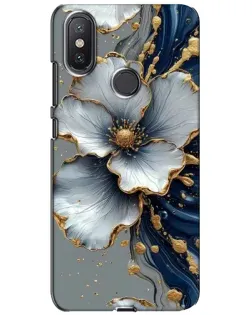 Чохол для Xiaomi Mi A2 Lite з картинкою «Біла квітка та золотий флюїд»