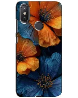 Чохол для Xiaomi Mi A2 Lite з картинкою «Яскрава синьо-помаранчева флора»