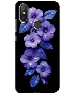 Чохол для Xiaomi Mi A2 Lite з картинкою «Фіолетові квіти з росою»