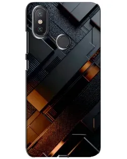 Чехол для Xiaomi Mi A2 Lite с картинкой «Черные геометрические блоки»