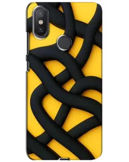 Чехол для Xiaomi Mi A2 Lite с картинкой «Черное желтое переплетение»