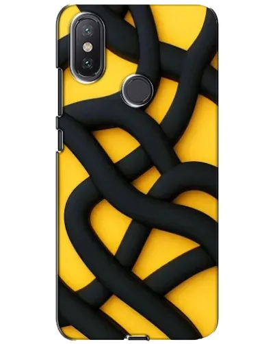 Чехол для Xiaomi Mi A2 Lite с картинкой «Черное желтое переплетение»
