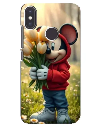 Чехол для Xiaomi Mi A2 с картинкой «Микки с тюльпанами»