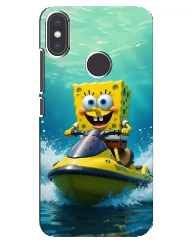 Чехол для Xiaomi Mi A2 с картинкой «Спанч Боб на гидроцикле»