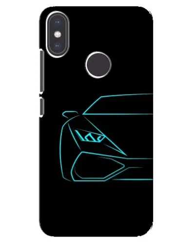 Чехол для Xiaomi Mi A2 с картинкой «Голубой силуэт Lamborghini»