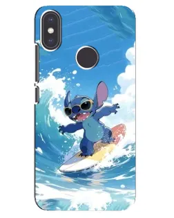 Чехол для Xiaomi Mi A2 с картинкой «Стич на волне»