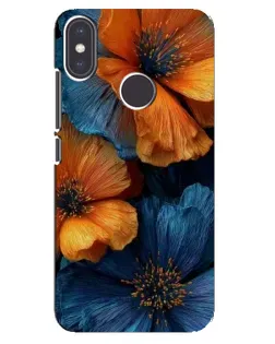 Чохол для Xiaomi Mi A2 з картинкою «Яскрава синьо-помаранчева флора»