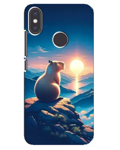 Чехол для Xiaomi Mi A2 с картинкой «Закат солнца с капибарой»