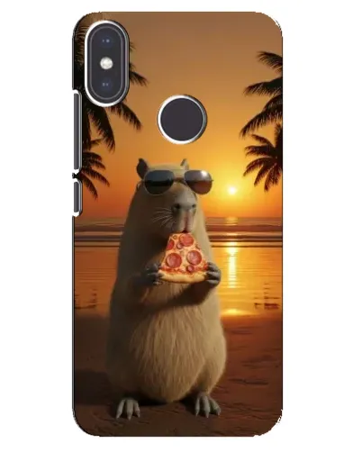 Чехол для Xiaomi Mi A2 с картинкой «Капибара с пиццей»