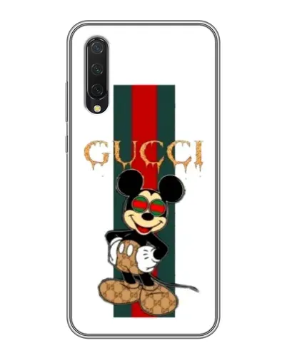 Чехол для Xiaomi Mi A3 с картинкой «Микки Маус Gucci — полосы»