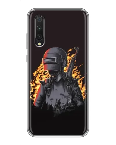 Чехол для Xiaomi Mi A3 с картинкой «PUBG — огненный силуэт»