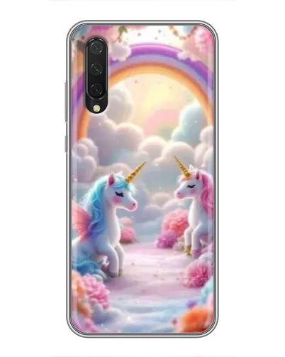 Чехол для Xiaomi Mi A3 с картинкой «Радуга и единороги»