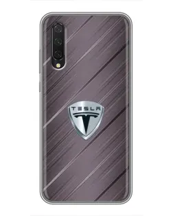 Чехол для Xiaomi Mi A3 с картинкой «Металлическая текстура Tesla»