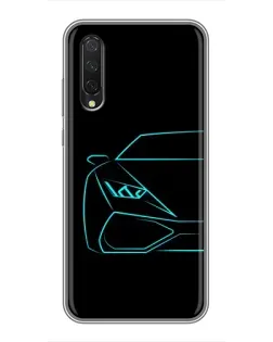 Чехол для Xiaomi Mi A3 с картинкой «Голубой силуэт Lamborghini» Чехол для Xiaomi Mi A3 с картинкой «Голубой силуэт Lamborghini»
