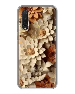Чехол для Xiaomi Mi A3 с картинкой «Бежевый флористический декор»